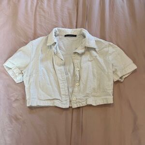 Brandy White Cropped Button Up